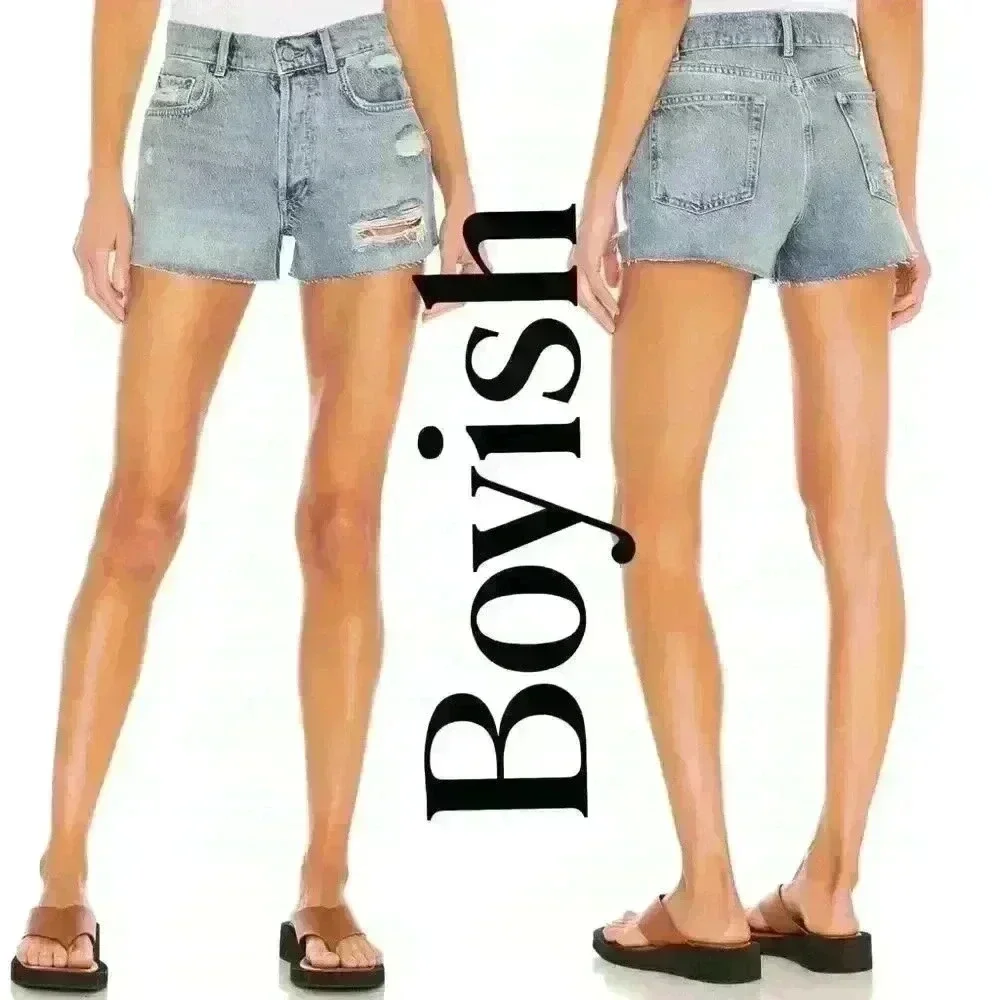 Nwt Boyish "The Cody" High Rise Rigid Distressed Cut Off Denim Shorts